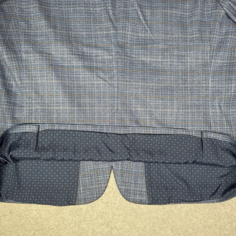 New Crown & Ivy Men's 54R Blue Plaid Sport Coat Blazer Double Vented Stretch